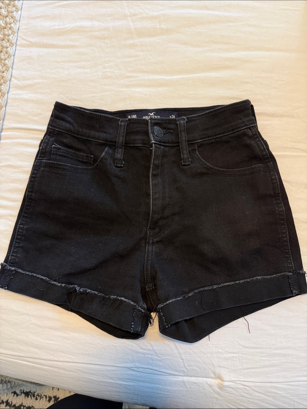 Hollister High-Rise Black Denim Shorts - Women's